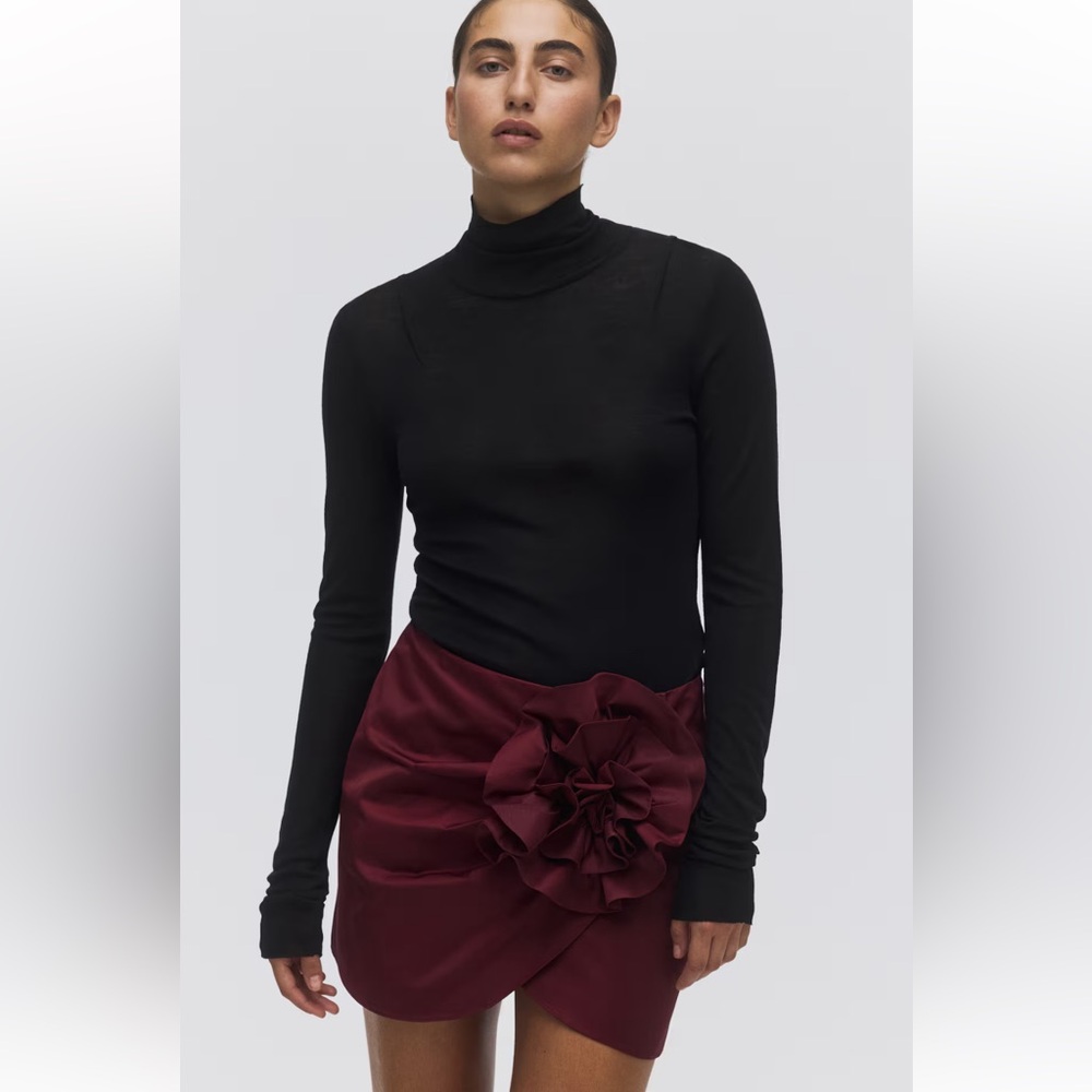 H&M burgundy APPLIQUÉD MINI SKIRT, sz 6